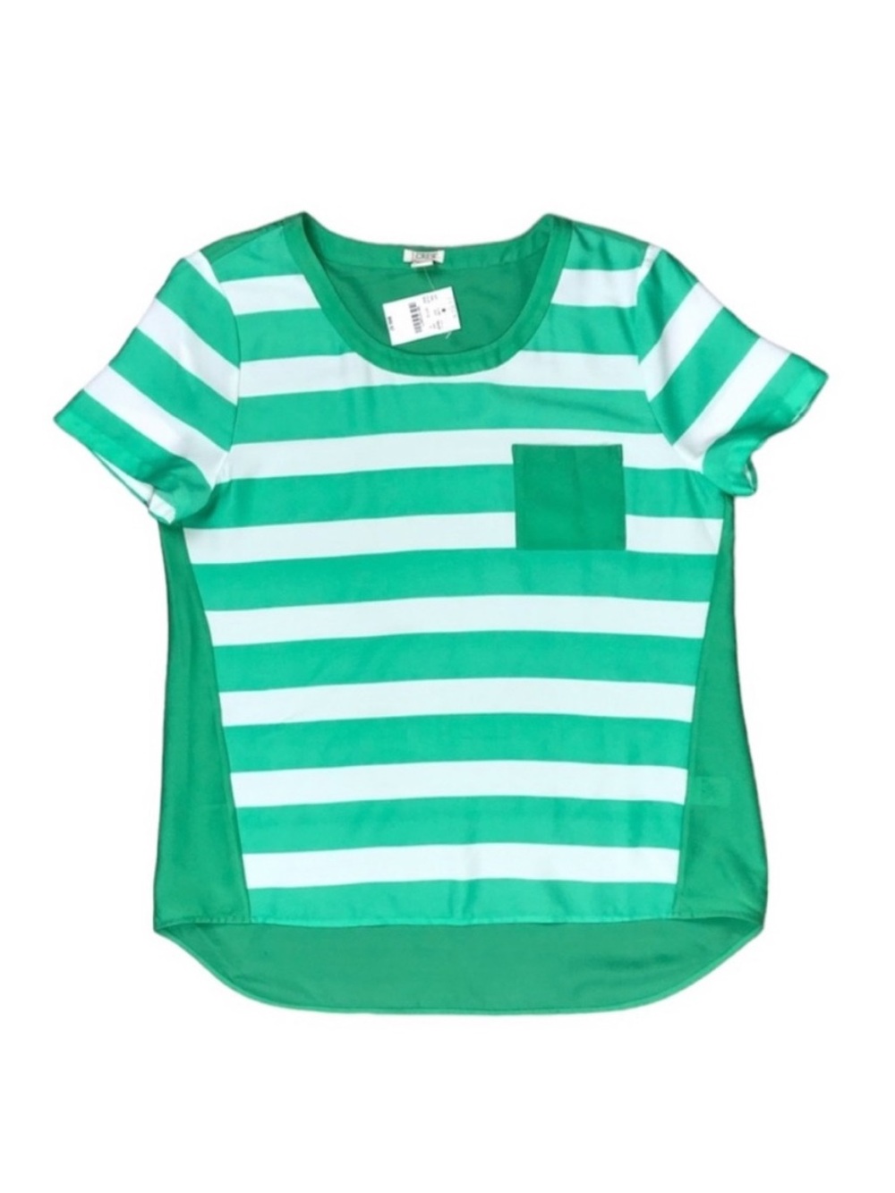 NWT J Crew Stripes Short Sleeve Blouse Medium Green White